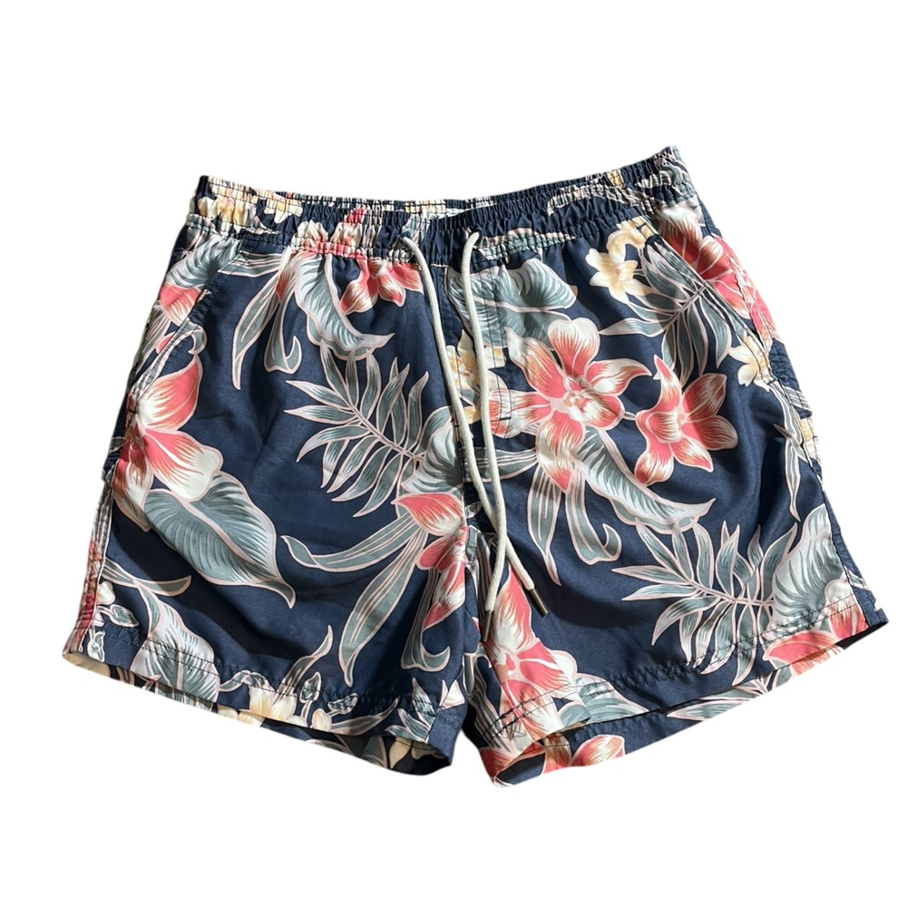 X6- Small Sm S American Eagle Outfitters Navy Floral Swim Trunks